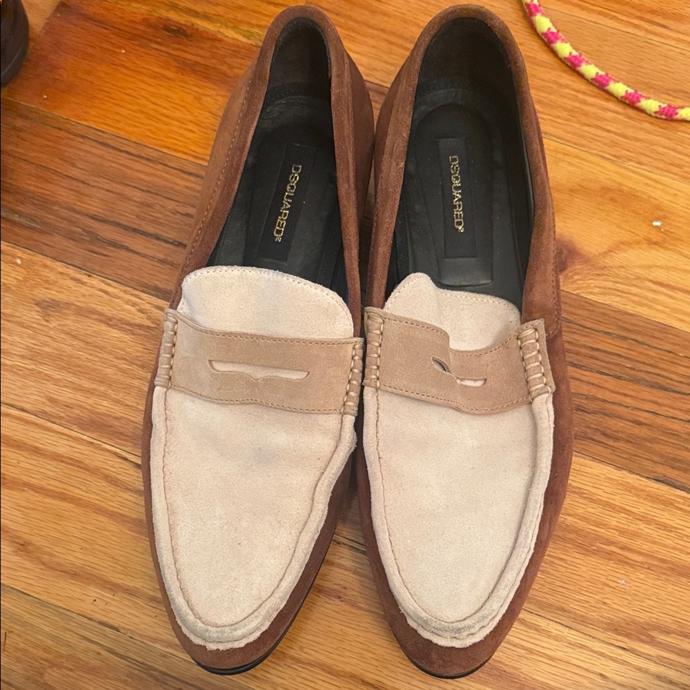 DSQUARED2 Men's Tan and Cream Slip-On Loafers